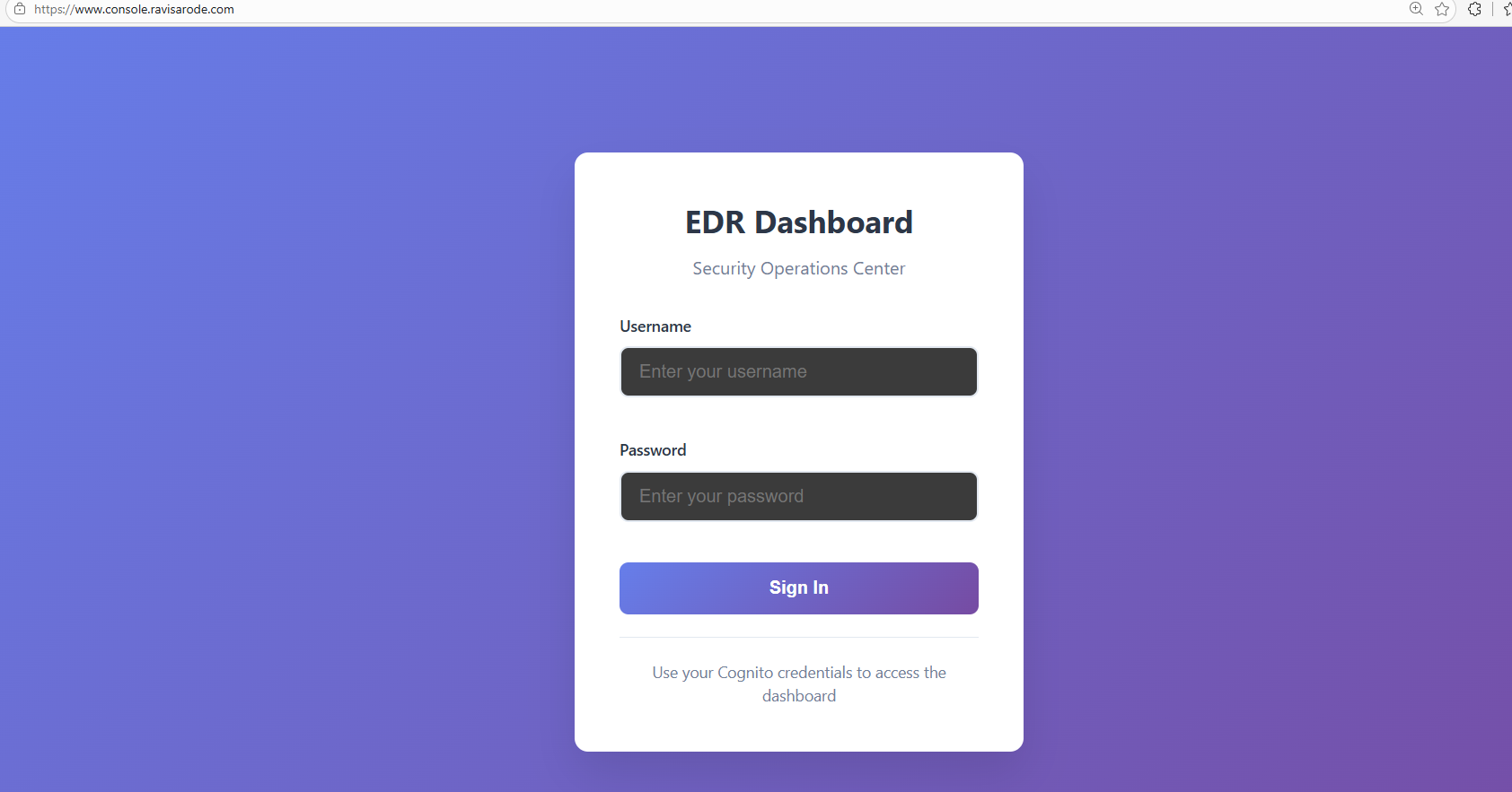 Login page